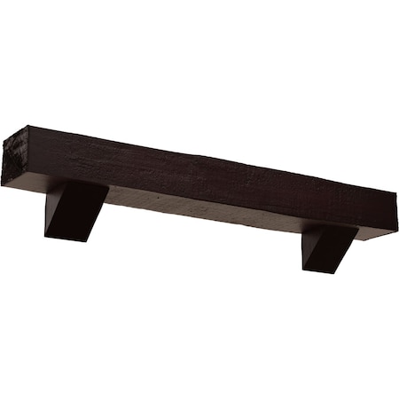 Ekena Millwork Kit w/ Breckinridge Corbels, Premium Cherry, 6"H x6"Dx72"W Rough Cedar Faux Wood Fireplace ManteL MANURC06X06X72BKZY